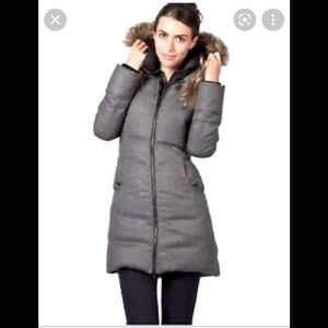 Soia and Kio Grey and Black puffer jacket with fur collar